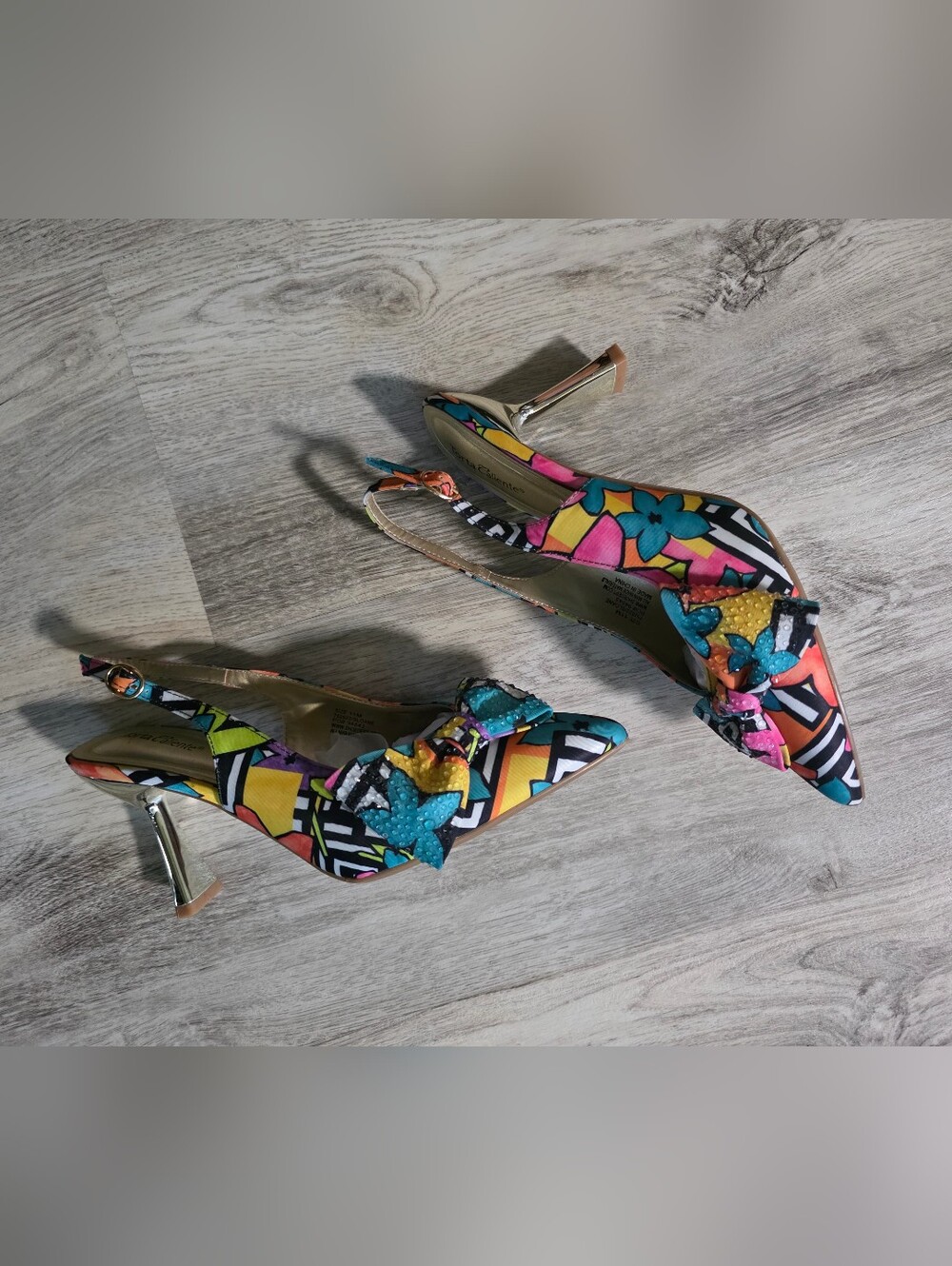 NWT Vivid Colors size 10/11 Gold Heels 90 themed sling back